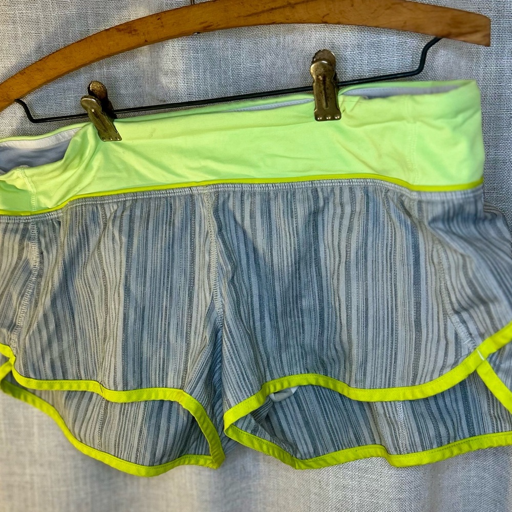 Lululemon Speed Up 2.5” inseam, GUC, size 8 gray yellow